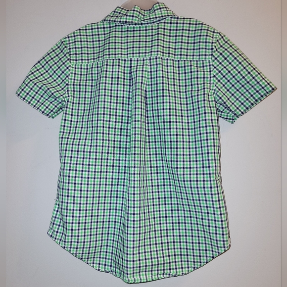 Chaps Ralph Lauren Boys Sz 4 Purple Green Check Button Down Short Sleeved Shirt - Picture 2 of 5